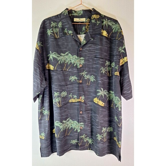 TOMMY BAHAMA 100% Silk Button Down Hawaiian Shirt Men's XL Tropical Beach Travel - Picture 1 of 6